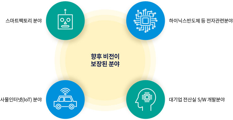 향후비전이 보장된 분야 - 스마트팩토리 분야, 하이닉스반도체등 전자관련분야, 사물인터넷(IOT)분야, 대기업 전산실S/W개발분야